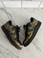 Custom black and gold air force 1 flower design Size 7.5 UK