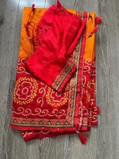 Orange And Red Saree With Blouse