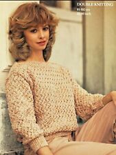 #55 LADY'S DK LACY SLASH NECK SWEATER 32-40" Vintage Knitting Pattern COPY