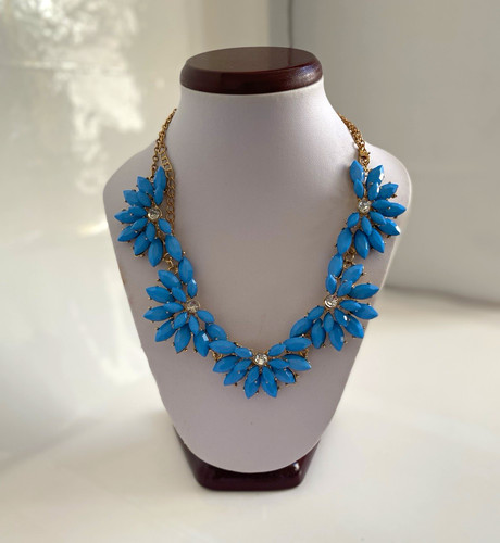 Gold tone turquoise statement - tone,