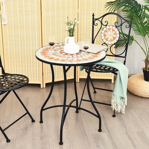 Mosaic round end table - mosaic,