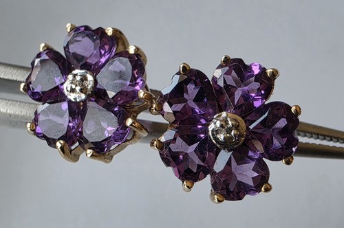 9ct yellow gold - amethyst, and