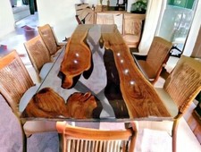 Clear Epoxy Table with Walnut