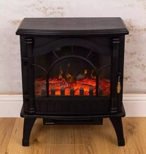 Electric Fire Black Fireplace Flame Effect Home Decor Free Standing Heater 2000W