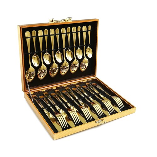 24pcs gold silverware set - silverware,