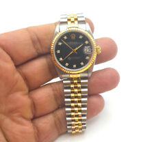 Rolex Datejust 68273 Watch Ladies 31mm Black Diamond Dial Custom Luxury
