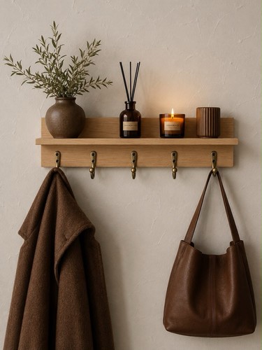 Coat hook rack with shelf - with,