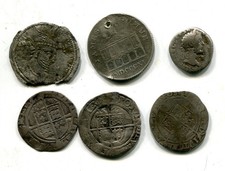 6x silver coins, al detector finds, 4 x hammered,a roman and a silver token hole