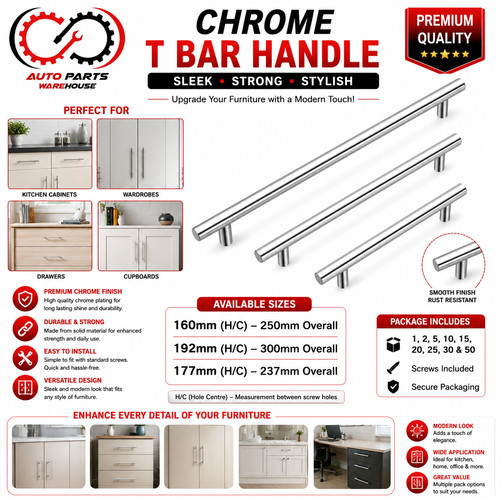 Polished chrome bar handles - polished, t
