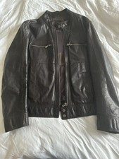 Hugo Boss Brown Leather Biker Jacket (large)