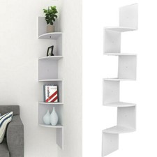 5 Tier Floating Wall Shelves Corner Shelf Storage Display Bookcase Unit New 