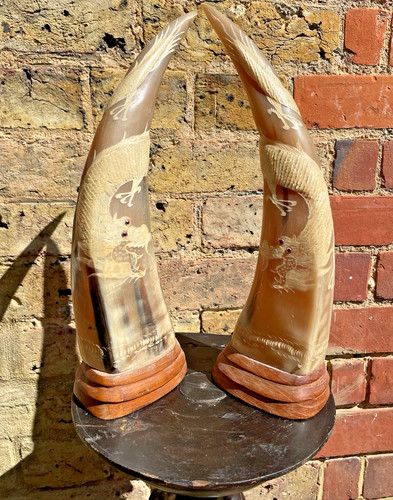 Vintage pair hand carved - pair, water
