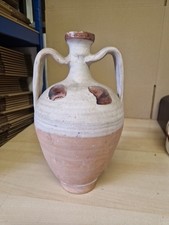 Vintage Beige Studio Pottery Terracotta Urn 28cm Tall X 15cm