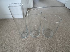 Ikea CYLINDER Vase Set of 3 Clear Glass Home Table Decorative Flower Vase Set