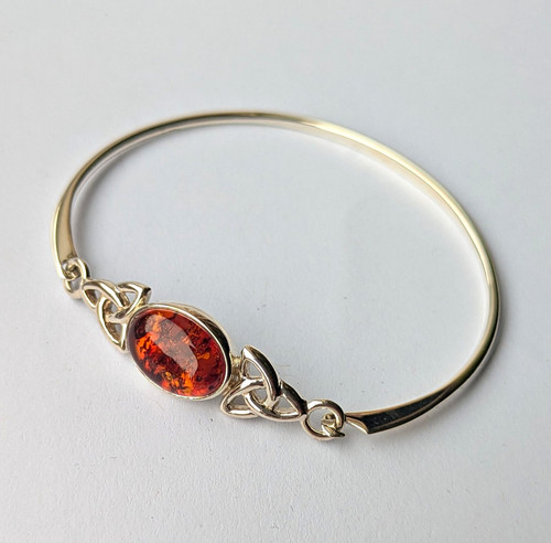 Amber bangle bracelet with - amber,