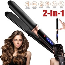 Hair Straightener Curler 2 in 1 Salon Styling Nano Ceramic Flat Iron Hairstyling