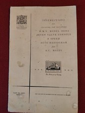 HMV Model 1619A 7 valve console Radiogram Instructions
