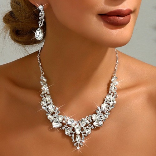 Necklace earrings set zircon - earrings,