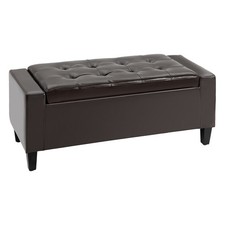 Faux Leather Storage Ottoman