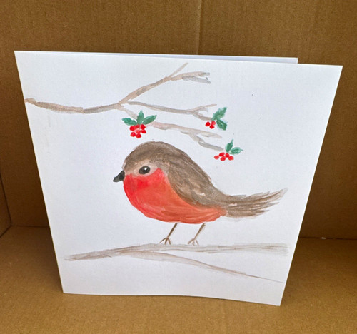 Hand painted christmas - painted, robin