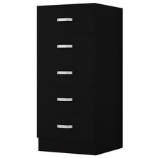 5 Drawer Chest of Drawers Matt Black Modern Deep Design Curved Metal Handles