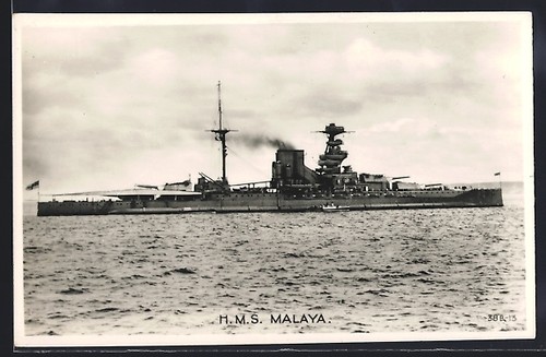 Postcard hms malaya sea - hms,