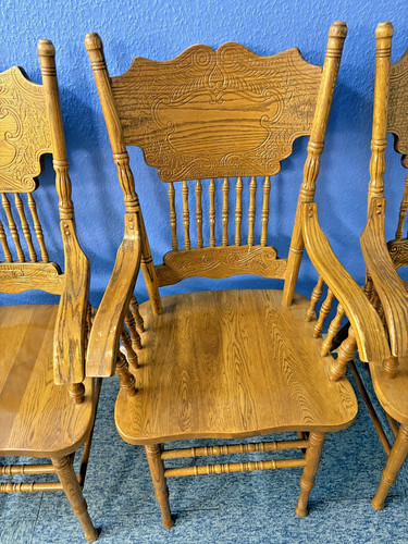 Set oak carver chairs - 4,