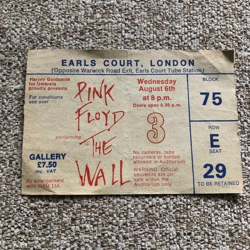 Pink floyd ticket earls court - earls,