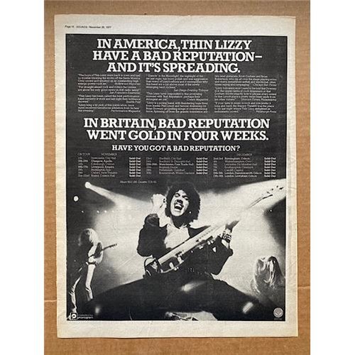 Thin lizzy bad - reputation, tour