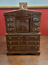 1960 Vintage McCoy Cookie Jar with Lid Brown Dresser Chiffonier Made In USA MCM