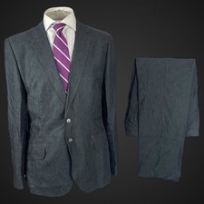 Ted Baker Men’s Suit Linen Size 5 34R Grey Pure Linen Summer 40R Wedding Smart 
