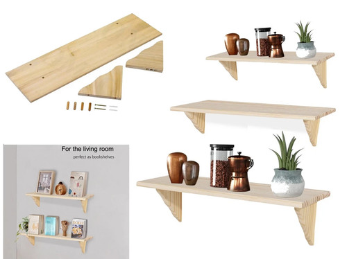 Natural wood wooden shelf - natural,