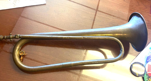 Antique french brass bugle - brass,