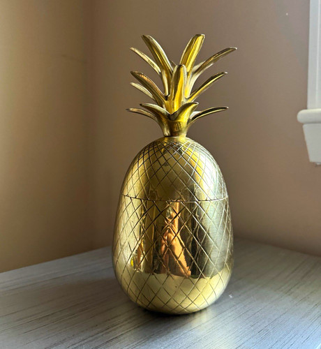 Gold tone brass pineapple - brass,