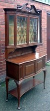 Edwardian antique solid mahogany Sheraton revival Gillows display cabinet case