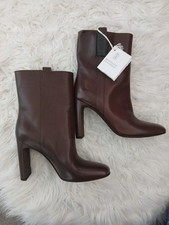 Brunello Cucinelli Brown Leather Boots Heels Size 4 New