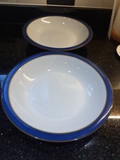 Denby Imperial Blue Rimmed  Bowls x 2 approx 21cm diameter