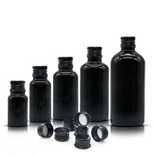 BLACK Glass Bottle with Black