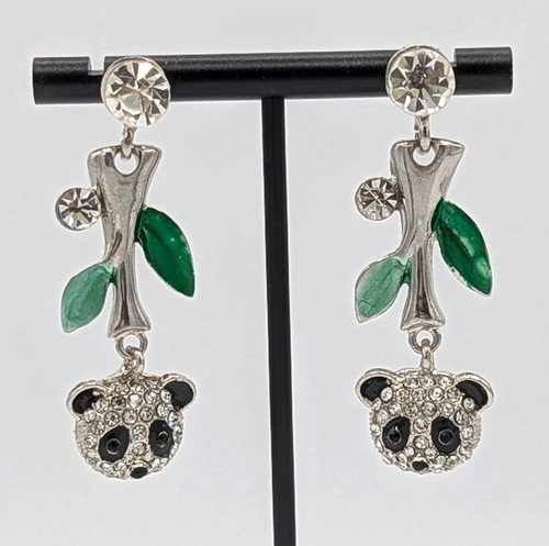 Panda bear earrings pierced - panda,