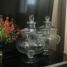 Traditional Vintage Squat Glass Bonbon Sweet Candy Jar WEDDING PARTY SWEET JAR