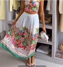 ZARA Floral Printed Layered Midi Skirt Size s  3787/348 Bloggers Fave Holiday