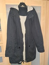 Dark Navy Cotton Traders Coat, Size 16, Grey Fleece Lined, Autumn/Spring Coat