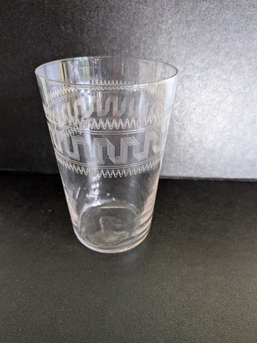 Edwardian etched water glass - water,