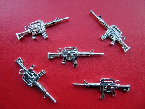 Rifle gun charms silver - x,