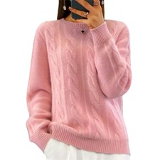 Women Jumper Tops Cable Knitted Sweater Ladies Long Sleeve Winter Warm Soft UK