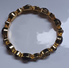 Monet Gold-Tone Stretch Bracelet with Amber Crystals NIB Vintage Style