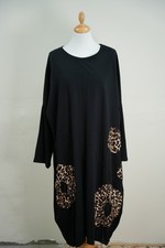 lagenlook balloon style dress , animal print features Black 22-30