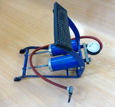 Foot pump, vintage old, double barrel tyre inflator car