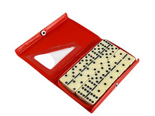 Red Leatherette Case Double 6