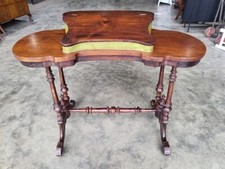 Antique Edwardian pedestal mahogany kidney desk dressing table carved legs